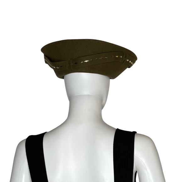Vintage Mr. John Olive Wool Felt Studded Hat Avant Garde Art-to-Wear Sz S 7-3/8 main image 9